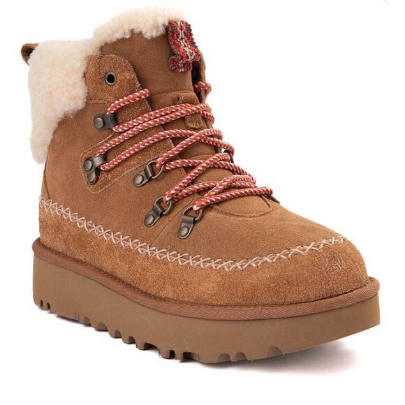 🔴SOLD UGG Classic Alpine Chestnut Lace Up Suede Sheepskin Boots Size 11 NIB - Picture 14 of 14